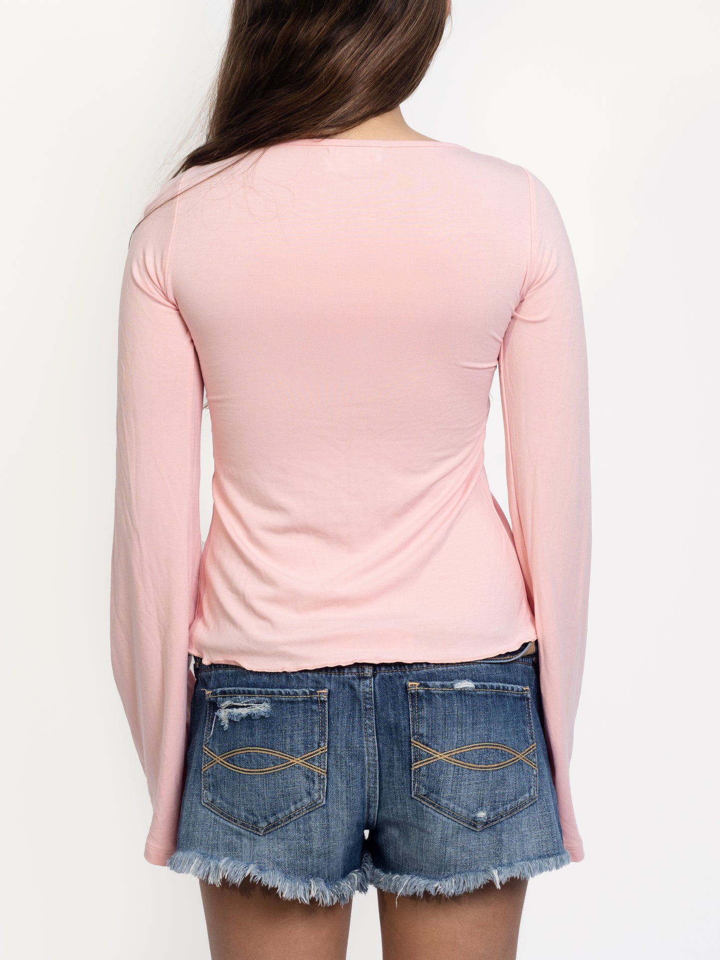 Long Sleeve Tie Top - Palo Rosa