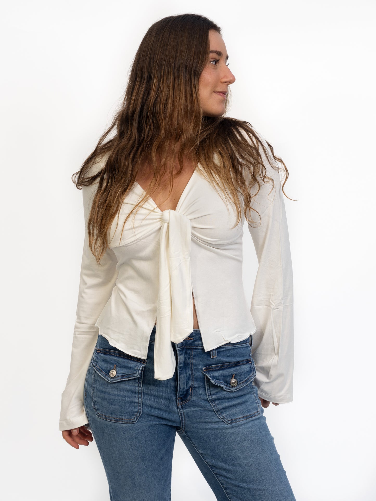 Long Sleeve Tie Top - Margarita