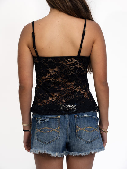 Lace Tie Top - Black