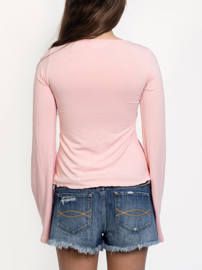 Long Sleeve Tie Top - Palo Rosa