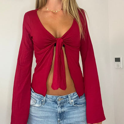 Long Sleeve Tie Top