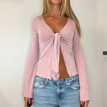 Long Sleeve Tie Top